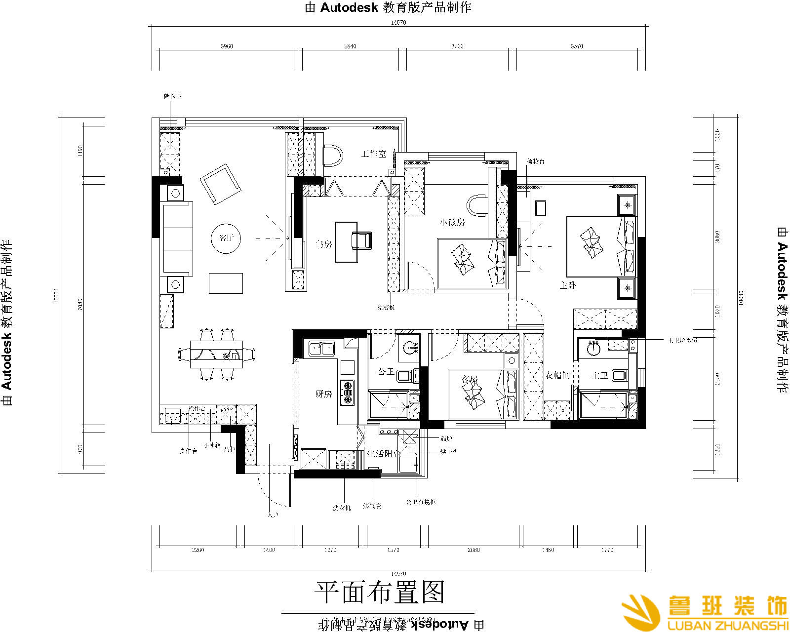 金沙城三室兩衛(wèi)107平米現(xiàn)代風(fēng)格戶型圖